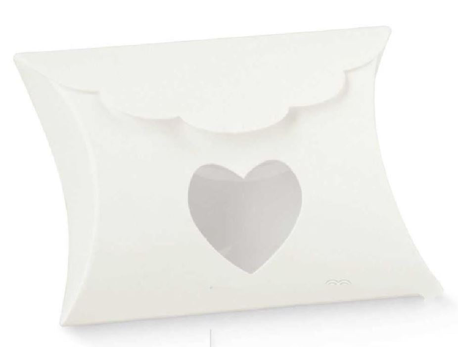 Powder White Bustina with Heart Window 80x85x30mm - Perfect Tables