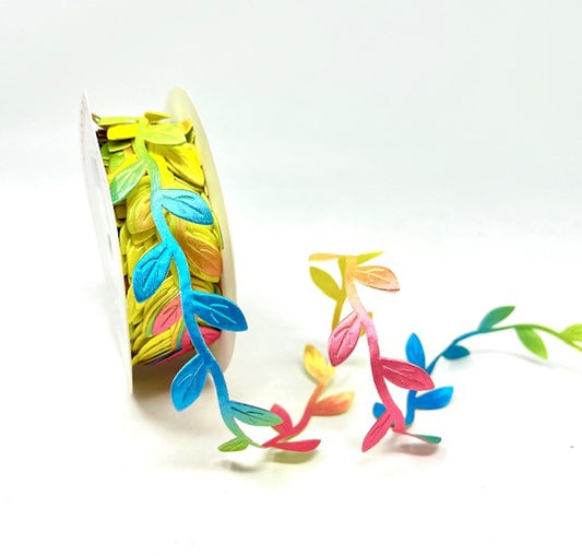 Rainbow Satin Leaf Ribbon