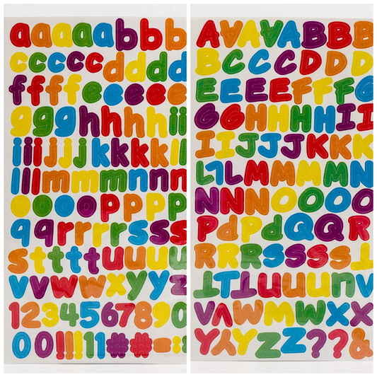 Rainbow Stickers 13mm Alphabet & Numbers (2 Sheets) - Perfect Tables