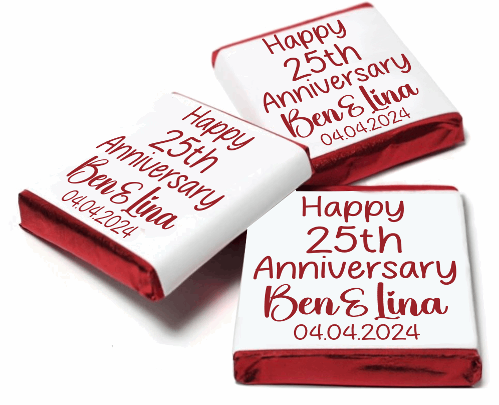 Personalised Written Chocolate Neapolitan Sweets for Birthdays, Weddings, Anniversary, Baby Shower, Christmas etc Custom Text