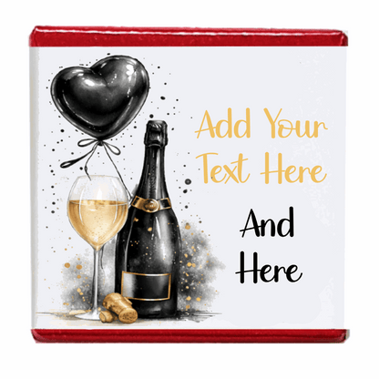 Personalised Chocolate Party Favours and Love Heart Rolls - Champagne Black Balloon