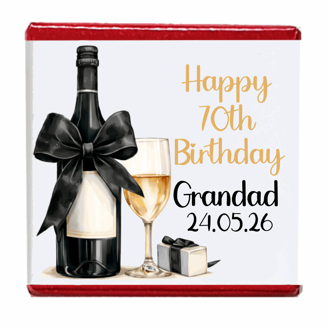 Personalised Chocolate Party Favours and Love Heart Rolls - Champagne Black Bow
