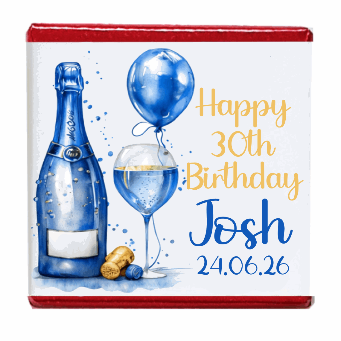 Personalised Chocolate Party Favours and Love Heart Rolls - Champagne Blue Balloon