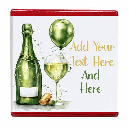 Personalised Chocolate Party Favours and Love Heart Rolls - Champagne Green Balloon