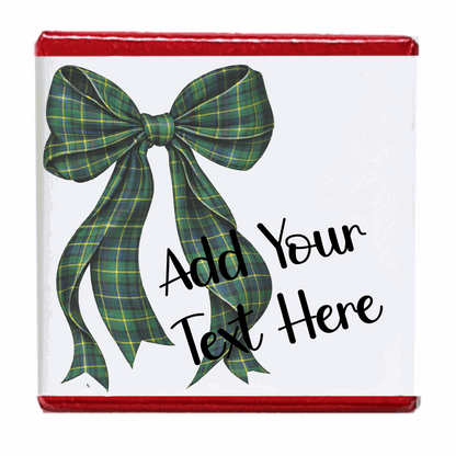 Personalised Chocolate Party Favours and Love Heart Rolls - Green Tartan Bow