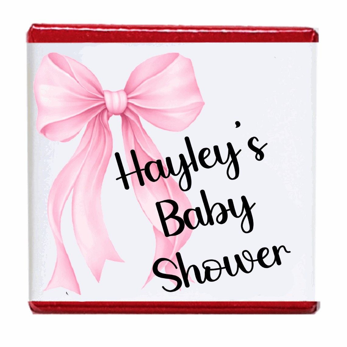 Personalised Chocolate Party Favours and Love Heart Rolls - Baby Pink Bow