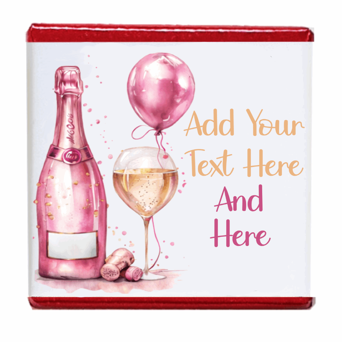 Personalised Chocolate Party Favours and Love Heart Rolls - Champagne Pink Balloon