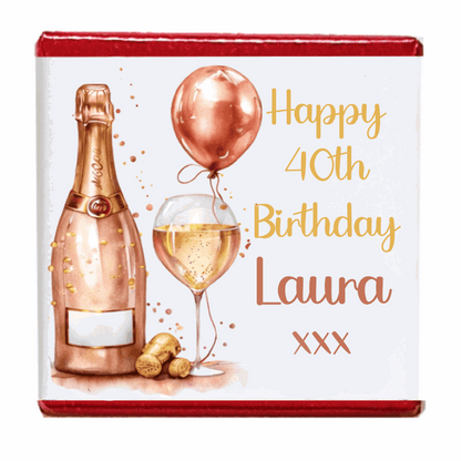 Personalised Chocolate Party Favours and Love Heart Rolls - Champagne Rose Gold Balloon