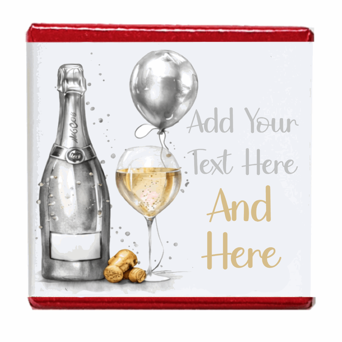 Personalised Chocolate Party Favours and Love Heart Rolls - Champagne Silver Balloon