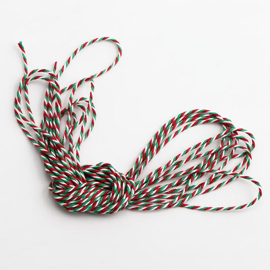 Red, White and Green Bakers Twine Ribbon 2mm 50 Metre Reel