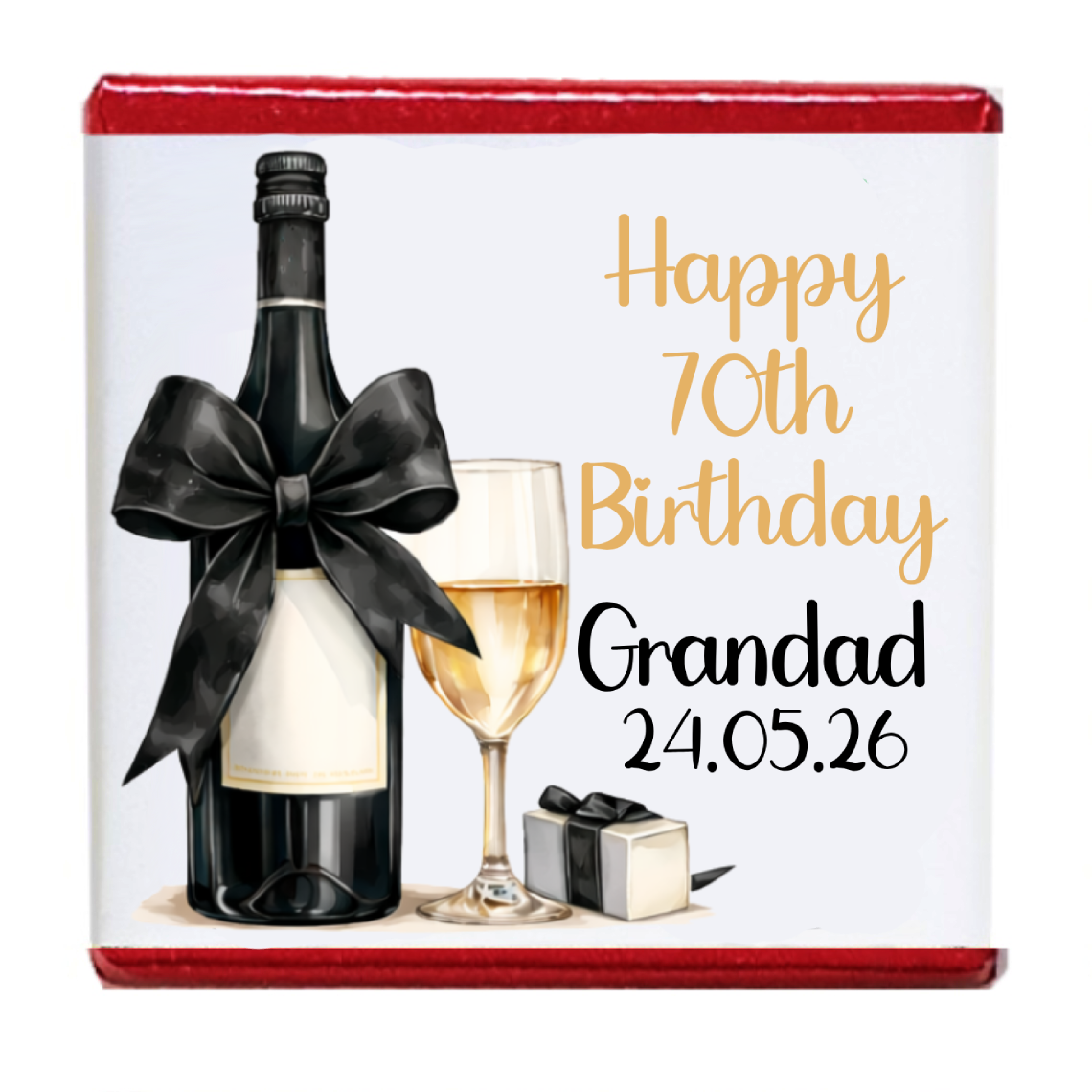 Personalised Chocolate Party Favours and Love Heart Rolls - Champagne Black Bow