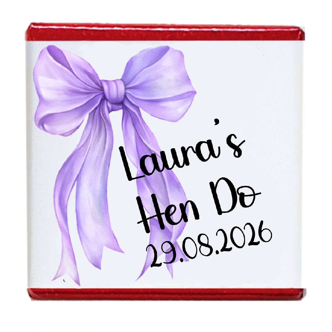 Personalised Chocolate Party Favours and Love Heart Rolls - Lilac Bow