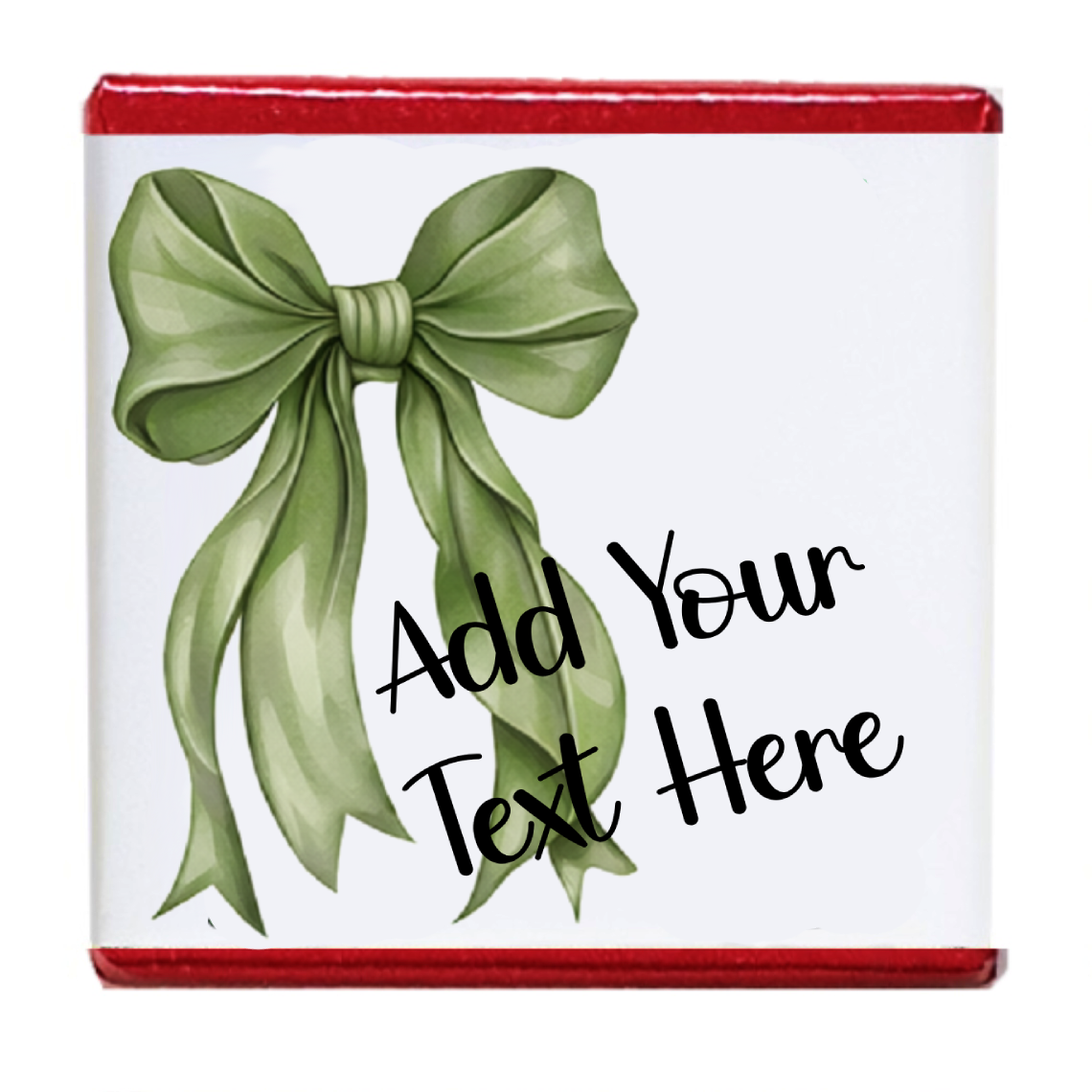 Personalised Chocolate Party Favours and Love Heart Rolls - Moss Green Bow