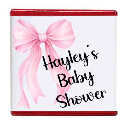 Personalised Chocolate Party Favours and Love Heart Rolls - Baby Pink Bow