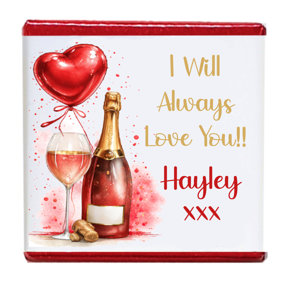 Personalised Chocolate Party Favours and Love Heart Rolls - Champagne Red Balloon