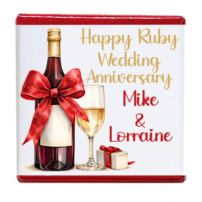 Personalised Chocolate Party Favours and Love Heart Rolls - Champagne Red Bow
