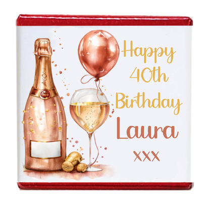 Personalised Chocolate Party Favours and Love Heart Rolls - Champagne Rose Gold Balloon