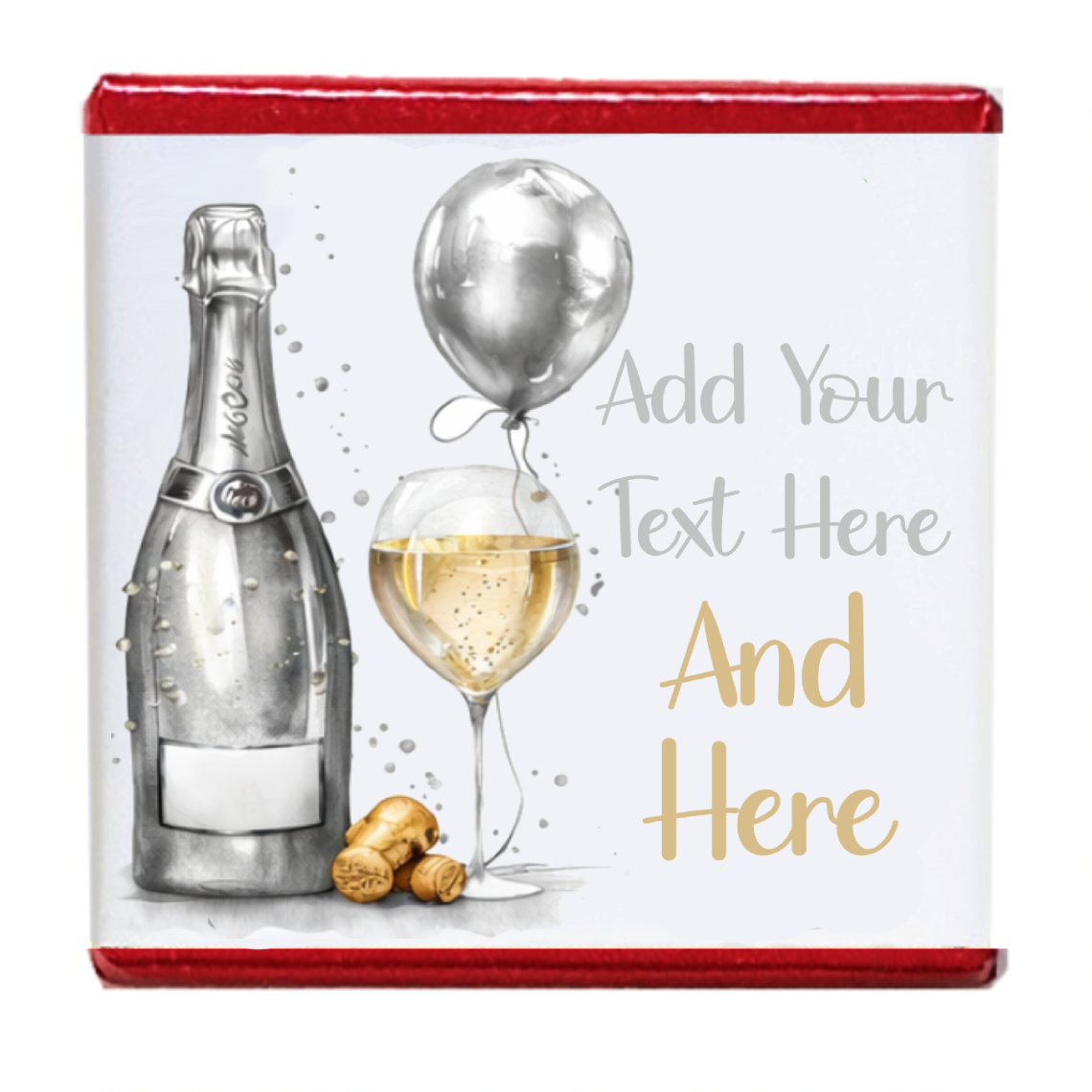 Personalised Chocolate Party Favours and Love Heart Rolls - Champagne Silver Balloon
