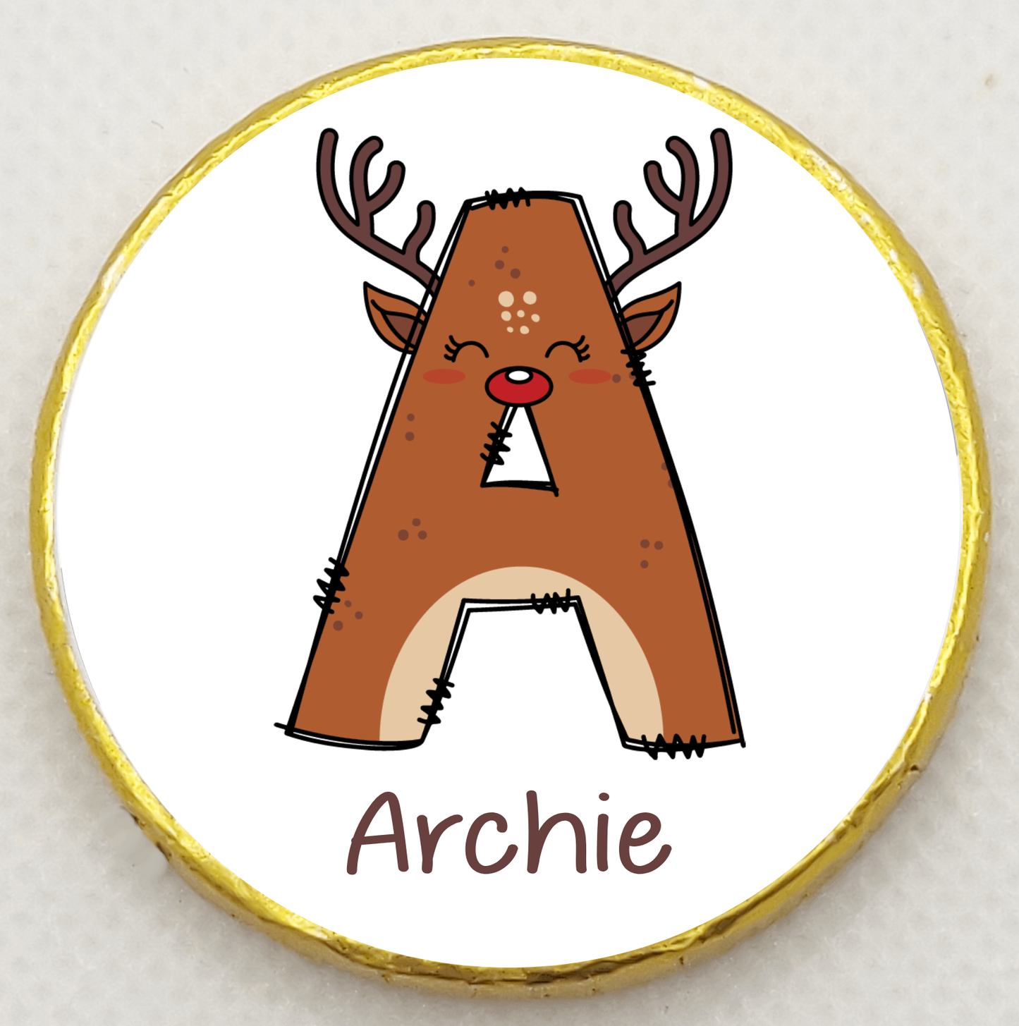 Personalised Reindeer Chocolate Coin