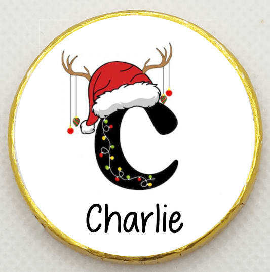 Personalised Santa Hat Chocolate Coin