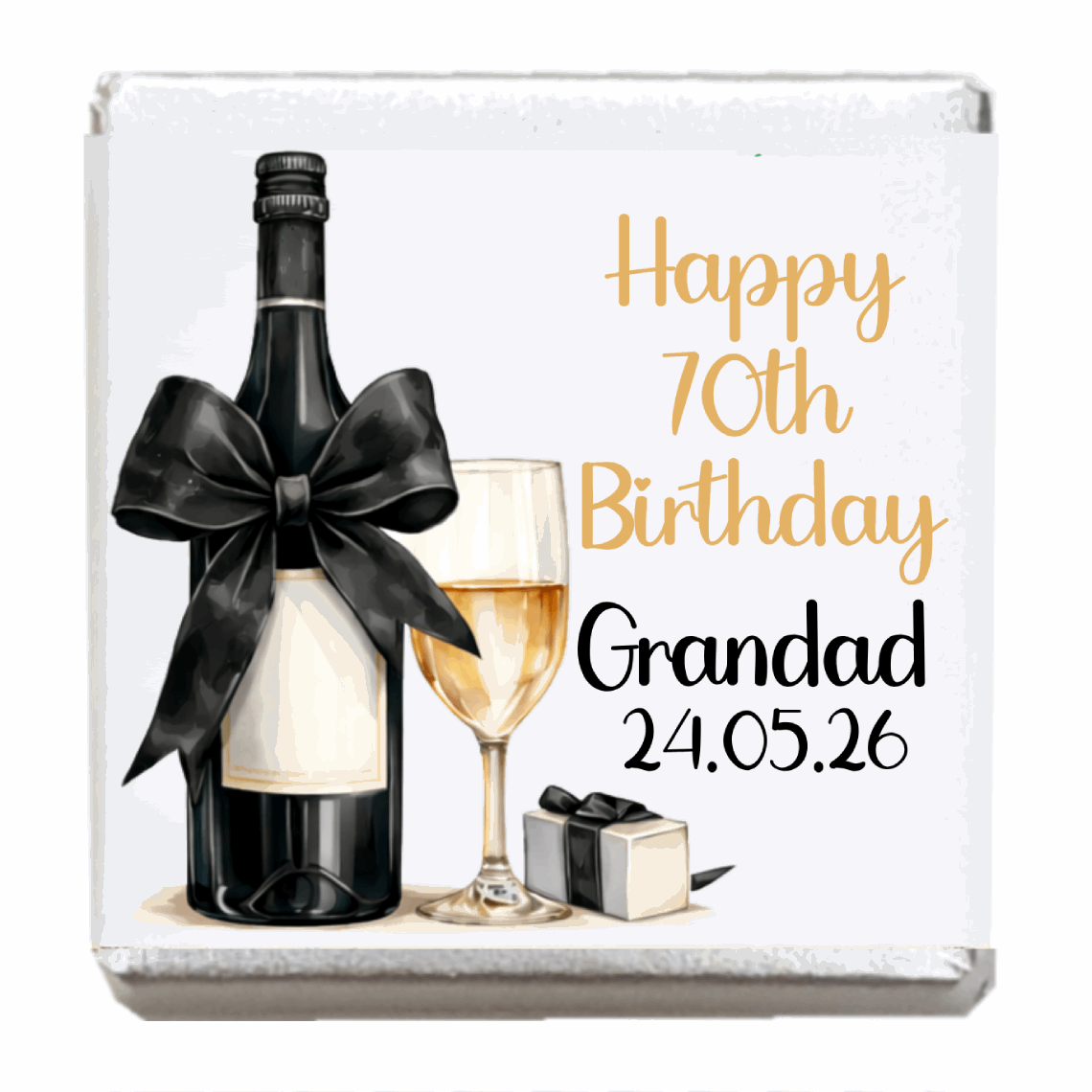 Personalised Chocolate Party Favours and Love Heart Rolls - Champagne Black Bow