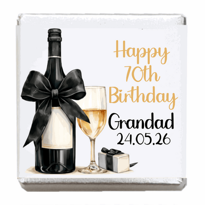 Personalised Chocolate Party Favours and Love Heart Rolls - Champagne Black Bow
