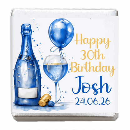 Personalised Chocolate Party Favours and Love Heart Rolls - Champagne Blue Balloon