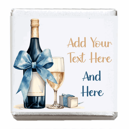 Personalised Chocolate Party Favours and Love Heart Rolls - Champagne Blue Bow