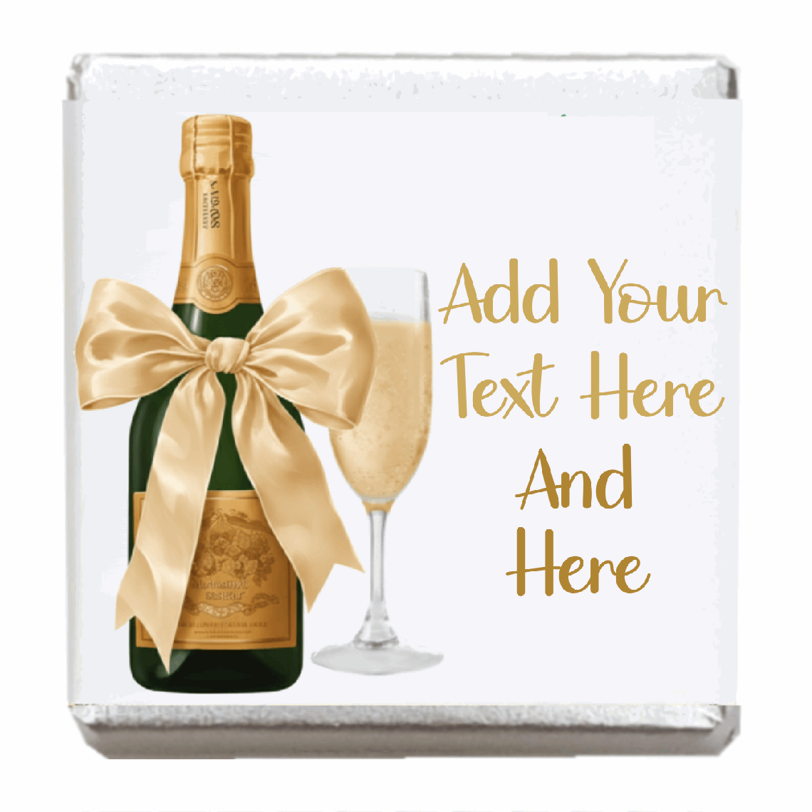 Personalised Chocolate Party Favours and Love Heart Rolls - Champagne Gold Bow