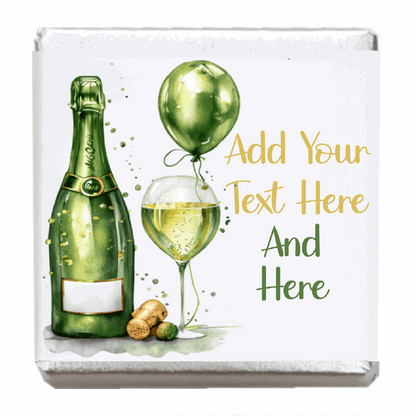 Personalised Chocolate Party Favours and Love Heart Rolls - Champagne Green Balloon