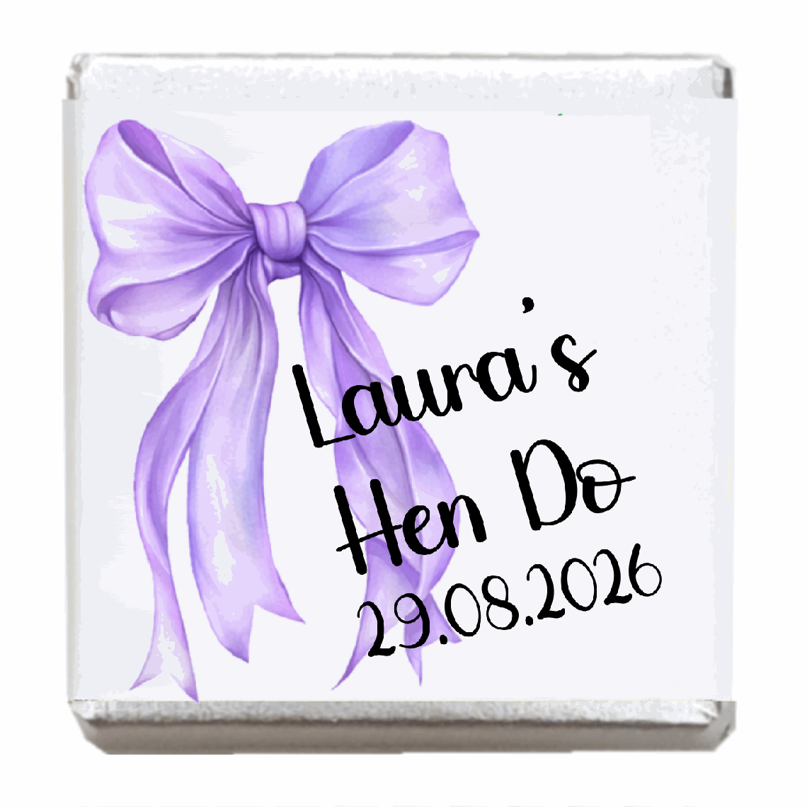 Personalised Chocolate Party Favours and Love Heart Rolls - Lilac Bow