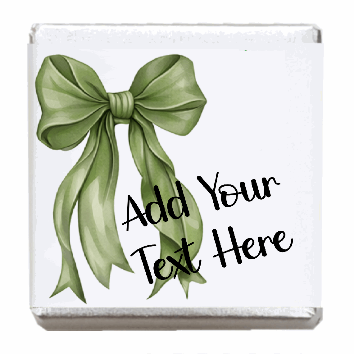 Personalised Chocolate Party Favours and Love Heart Rolls - Moss Green Bow