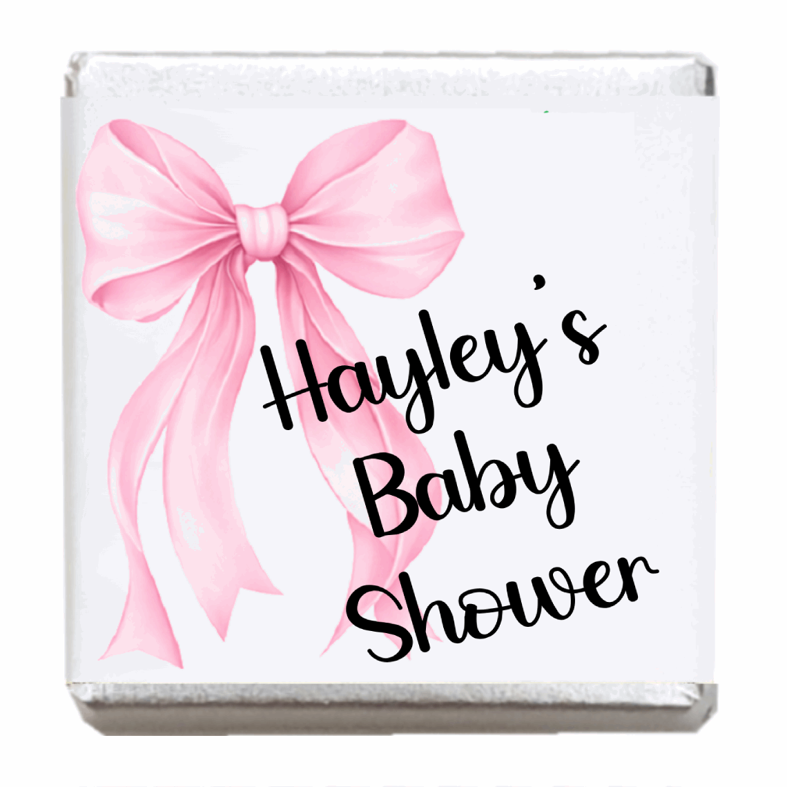 Personalised Chocolate Party Favours and Love Heart Rolls - Baby Pink Bow