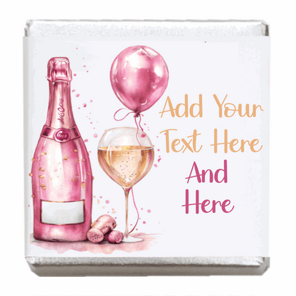 Personalised Chocolate Party Favours and Love Heart Rolls - Champagne Pink Balloon