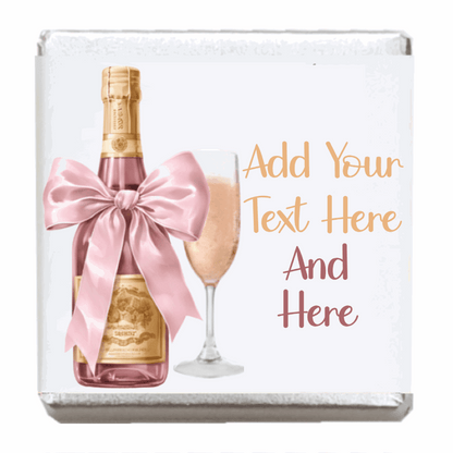 Personalised Chocolate Party Favours and Love Heart Rolls - Champagne Pink Bow