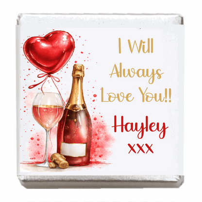 Personalised Chocolate Party Favours and Love Heart Rolls - Champagne Red Balloon