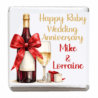 Personalised Chocolate Party Favours and Love Heart Rolls - Champagne Red Bow