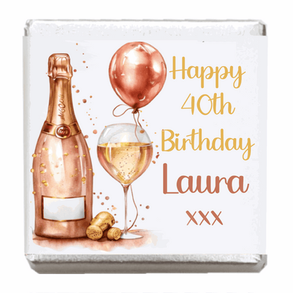 Personalised Chocolate Party Favours and Love Heart Rolls - Champagne Rose Gold Balloon