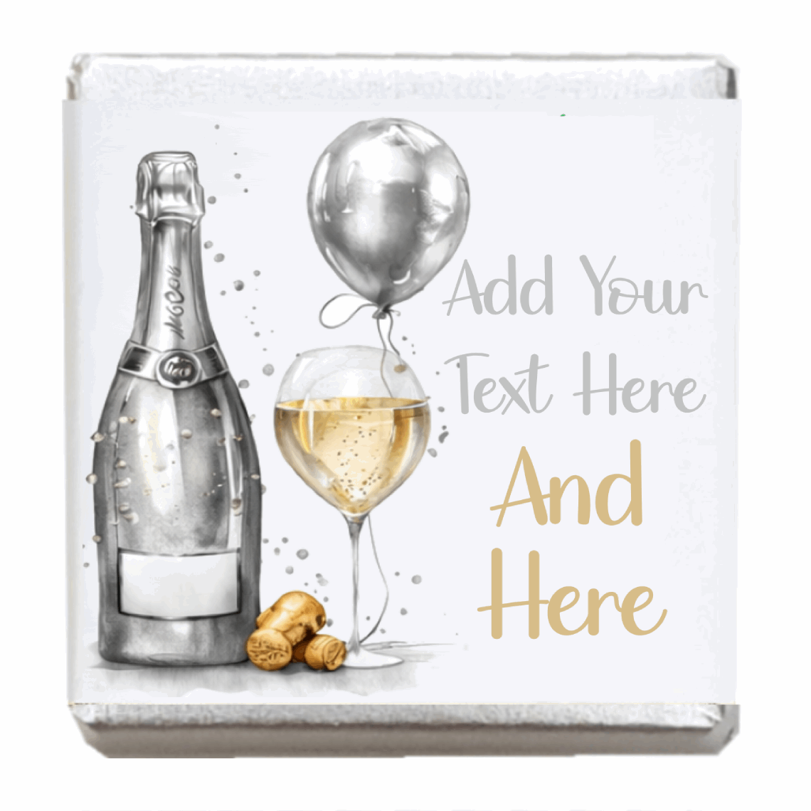 Personalised Chocolate Party Favours and Love Heart Rolls - Champagne Silver Balloon