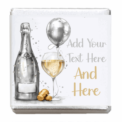 Personalised Chocolate Party Favours and Love Heart Rolls - Champagne Silver Balloon
