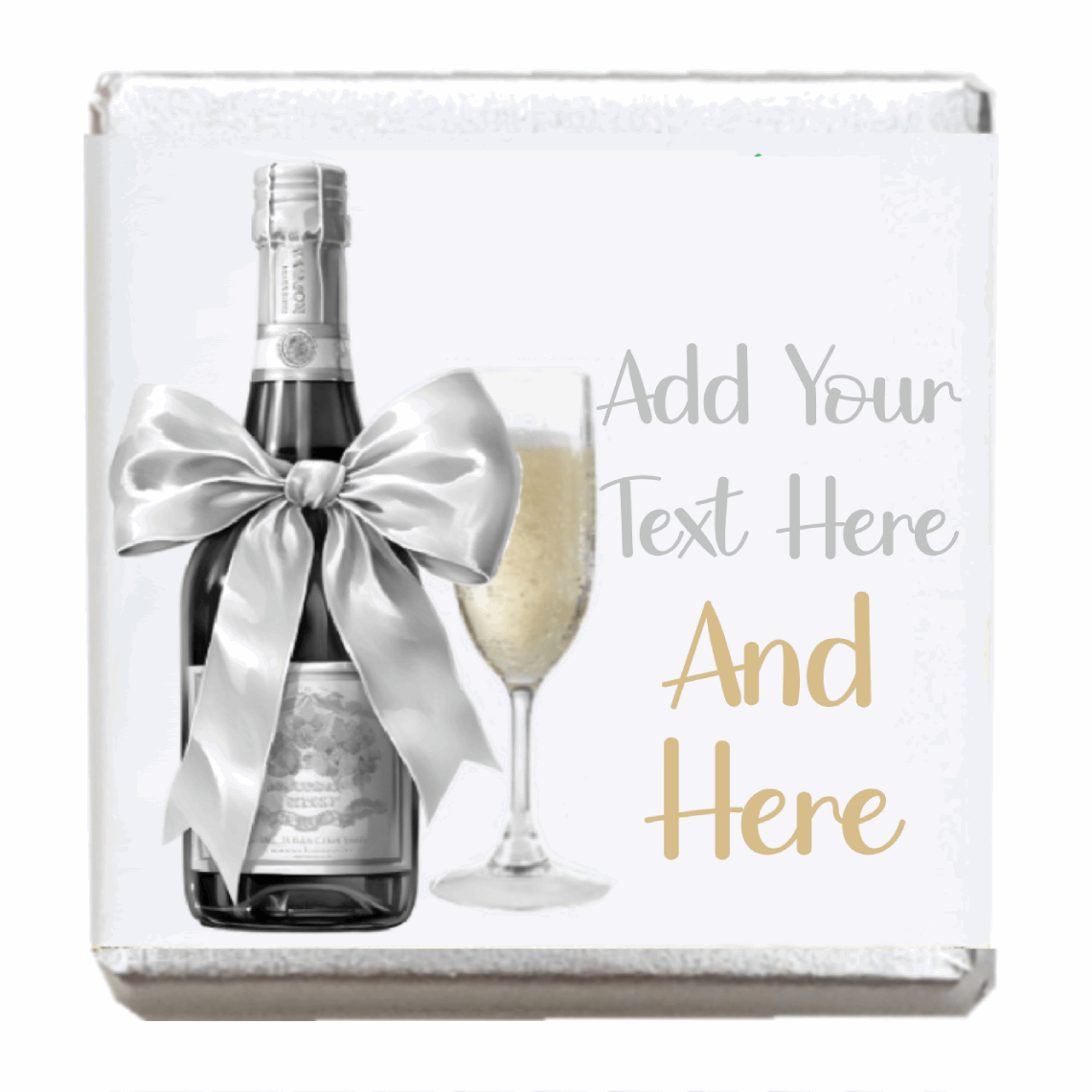 Personalised Chocolate Party Favours and Love Heart Rolls - Champagne Silver Bow