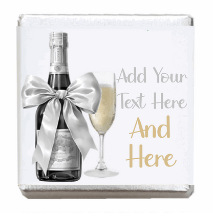 Personalised Chocolate Party Favours and Love Heart Rolls - Champagne Silver Bow