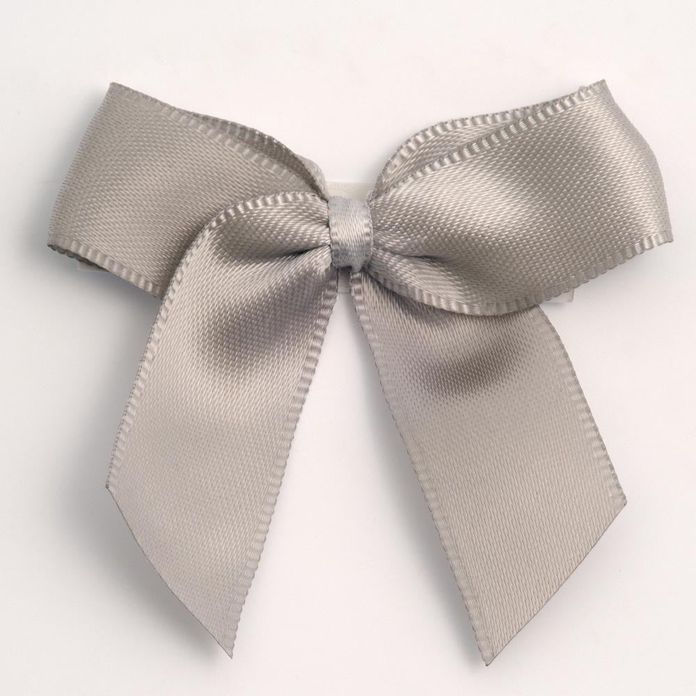 Silver 5cm Satin Bows - Self Adhesive