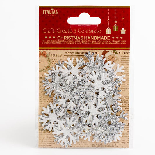 Silver Glitter Snowflakes 2.7cm 36 Pack
