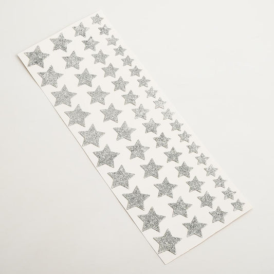 Silver Glitter Stars 1.5cm - 3cm 53 Pack