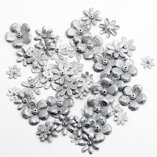 Silver Glitzy Florals Pack of 50