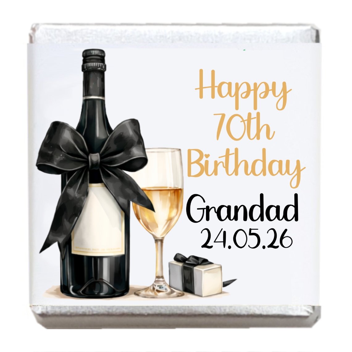 Personalised Chocolate Party Favours and Love Heart Rolls - Champagne Black Bow