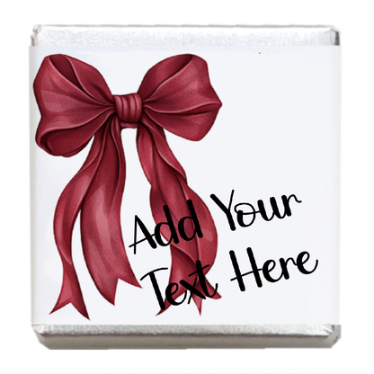 Personalised Chocolate Party Favours and Love Heart Rolls - Burgundy Bow