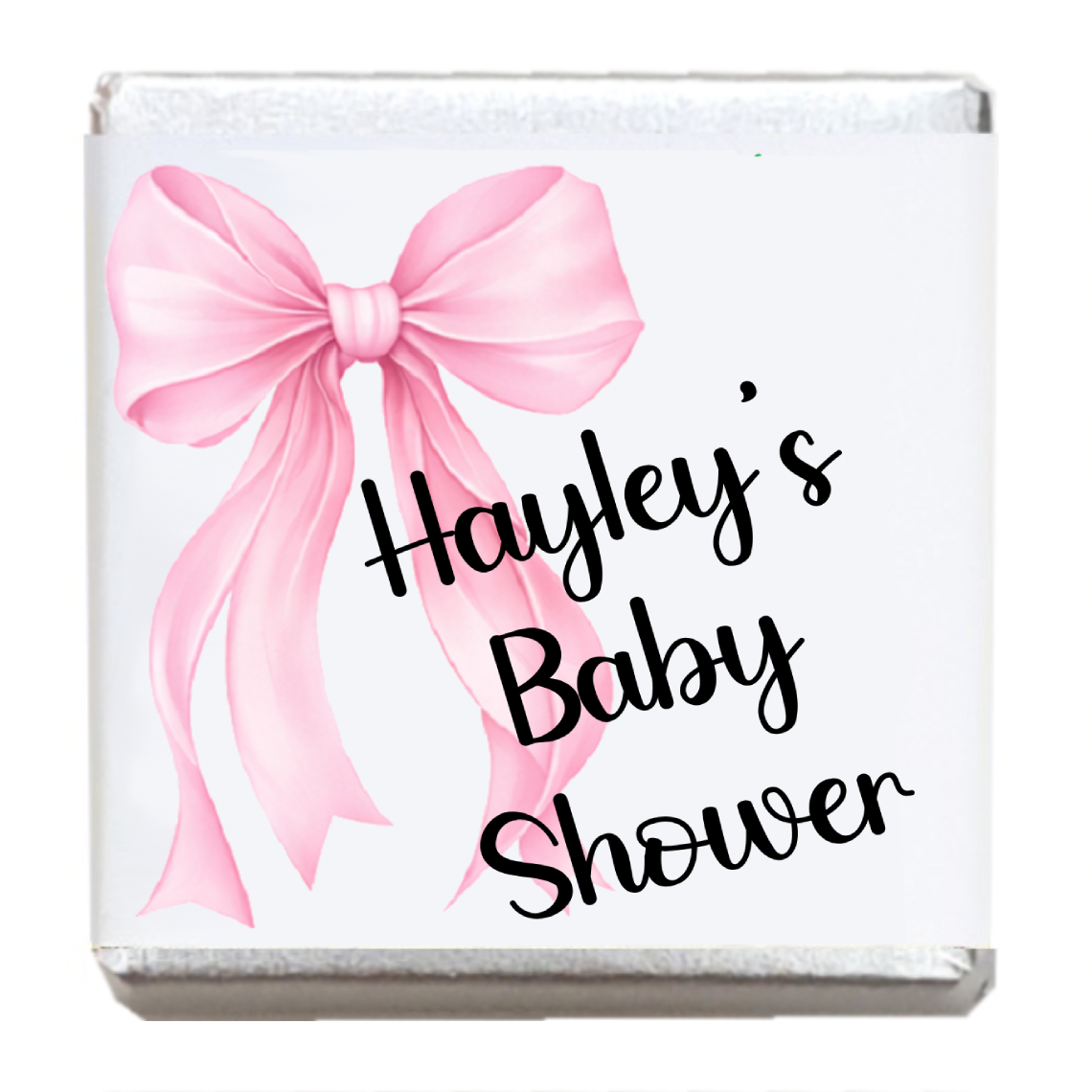 Personalised Chocolate Party Favours and Love Heart Rolls - Baby Pink Bow