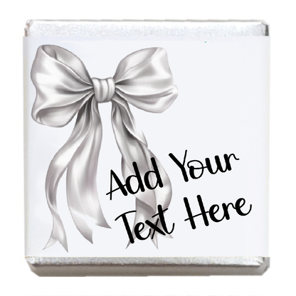 Personalised Chocolate Party Favours and Love Heart Rolls - Silver Bow